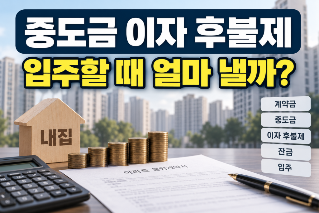 중도금대출 이자 후불제 입주 시 이자 계산