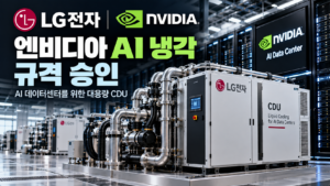 AI 데이터센터의 서버와 대용량 액체냉각 CDU 설비를 표현한 이미지